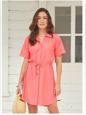 Cabana Life Coral Button-Front Swim Coverup
